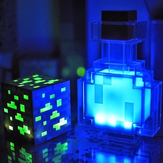 Minecraft ThinkGeek Light Up Juego Antorcha Cuadrado Led Luz De Noche De La Habitación De Piedra Diamante Juguetes Decoración Del Hogar