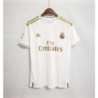 2019 2020 Real Madrid Home Retro Soccer Jersey with La Liga Patch Benzema #9
