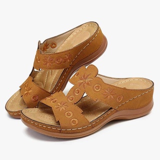 Avovi mujer Retro cuña sandalia confort bordado antideslizante sandalias al aire libre sandalias de playa (8)