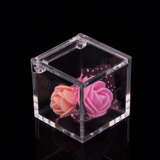 xinghercool: pequeña caja cuadrada de plástico transparente para regalo de cumpleaños, caja de caramelos de boda