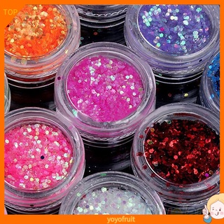 Yoyo 12 colores UV Gel acrílico DIY Glitter decoración uñas arte lentejuelas polvo Set