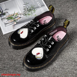 Dr . Martens x Hello Kitty Nombre Conjunto En Forma De Corazón Costuras De Suela Gruesa De 3 Agujeros Solo Zapatos Nuevos Pequeños De Cuero Martin Botas