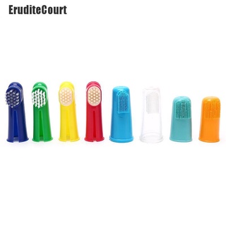Eruditecourt~ 2 pzs cepillo de dientes suave para dedo para mascotas/cepillo de peluche para perros/herramienta de dientes sarro