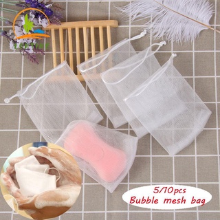Lontime 5/10pcs práctica burbuja de malla bolsa de limpieza de jabón ahorro bolsa de espuma red confort limpieza herramienta de ducha esponja bolsa Blister malla