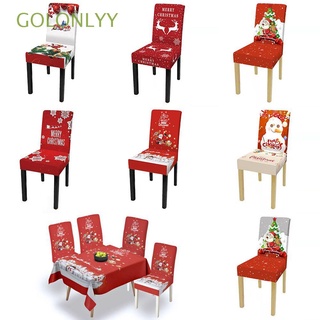 GOLONLYY Dining Room Seat Cover Removable Slipcover Christmas Chair Covers Elastic Home Decor Stretchable Soft Santa Printed