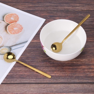 12 unids/set de cuchara de café en forma redonda de acero inoxidable mini cucharaditas de azúcar postre cuchara de helado sopa cuchara accesorios de cocina (oro) (4)