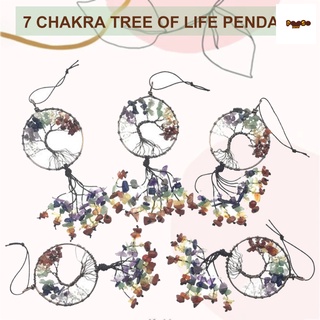 7 chakra árbol de la vida adornos colorido metal borla pared coche colgante adorno colgante accesorios