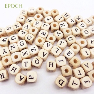 EPOCH 100 Unids/Lote Perlas Accesorios Alfabeto De Madera Cuentas Bebé Mordedor Número De Joyería Hacer Bricolaje Letra Cuadrada (1)