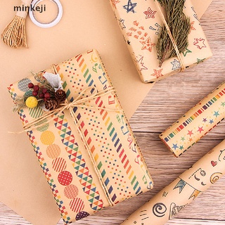 mkji - juego de papel kraft retro de navidad, papel de regalo de navidad. (7)