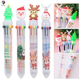 Mioshop 6/10colores bolígrafos de dibujos animados para niños/niñas/regalos/feliz navidad/Santa Claus/bolígrafo de escuela/lindo estudiantes/decoración de navidad/papelería