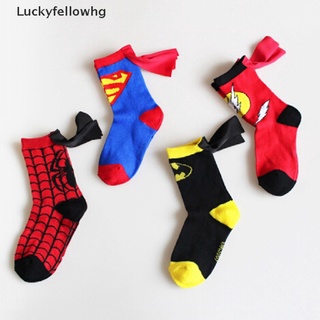 [luckyfellowhg] calcetines para niños capa superman spiderman niños niñas cosplay calcetines deportivos [caliente]