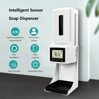 dispensador de desinfectante de manos automático montado en la pared 2 en 1 termómetro infrarrojo