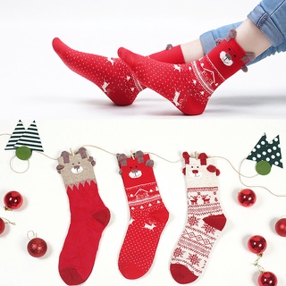 3 pares de calcetines de navidad de dibujos animados nuevos calcetines de becerro de alce lindo