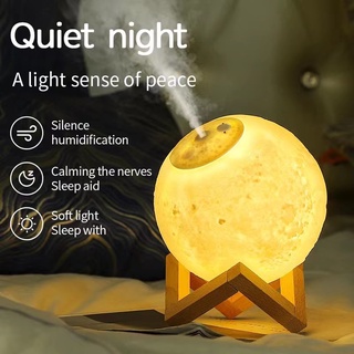 3D LED Humidificador Noche Luna Decoración Con Control Base Luminaria Soporte Pulverizador