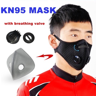 Kn95 carbón activado elemento de filtro de equitación máscara de deportes al aire libre a prueba de viento y a prueba de polvo máscara de equitación con válvula de respiración