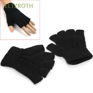 eltzroth moda medio dedo guantes de punto suave guantes sin dedos guantes para hombres deportes ciclismo negro caliente invierno espesar 1 par de manoplas/multicolor