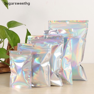 shg> 10 bolsas iridiscentes con cierre de cremallera, plástico cosmético, láser holográfico, bolsas de cremallera bien