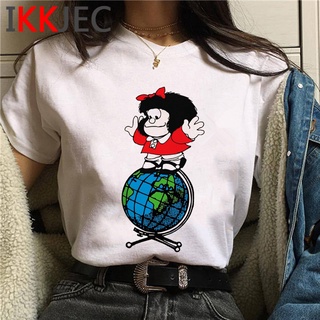 Paz Mafalda Or Quiero Café Camiseta Mujer streetwear Japonés Pareja Ropa kawaii casual Blanca