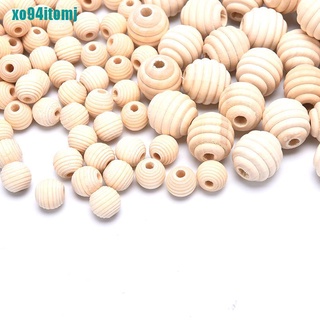 【omj】100pcs Wooden Beads Thread Round Eco-Friendly Natural-Color Loose Spacer Beads