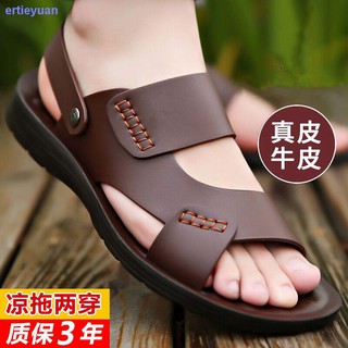 Sandalias de los hombres s verano 2021 nueva tendencia al aire libre casual desgaste sandalias de cuero personalidad suela suave de doble uso sandalias y zapatillas de los hombres
