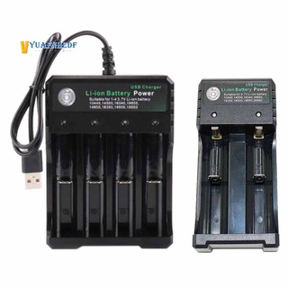 2x cargador de batería recargable de 4 ranuras/2 ranuras de li-ion usb smart cargador rápido para 18350 18500 18650 batería aaa li-ion batería