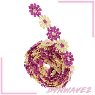 [DYNWAVE2] 3 yardas de encaje recorte de cinta vestido velo bordado DIY costura artesanía amarillo rosa
