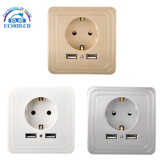 Dual USB Port 5V 16A Electric Wall Charger Adapter EU Plug Socket Switch Charging Outlet Panel