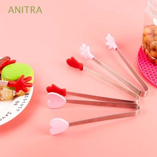 ANITRA Non slip Food Clip Heat-Resistant Ice Cube Clamp BBQ Tong Kitchen Tool Silicone Barbecue Snack Salad Bread Cooking Utensils/Multicolor