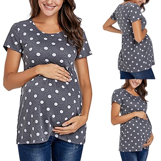 dialand _mujeres maternidad manga corta moda impresión Tops embarazo camiseta ropa