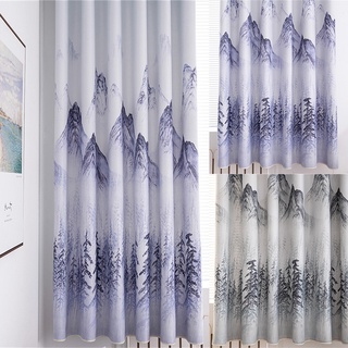 cortinas simples modernas chinas paisaje pintura sombreado grueso impreso tela sala de estar dormitorio cortinas opacas