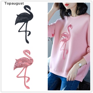 [topaugust] parches bordados con lentejuelas de flamenco pájaro coser en ropa animal applique craft.