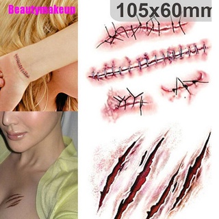 [Beautymakeup] 3xhalloween 3D Zombie cicatrices tatuaje con costra falsa sangre pegatina disfraz de maquillaje