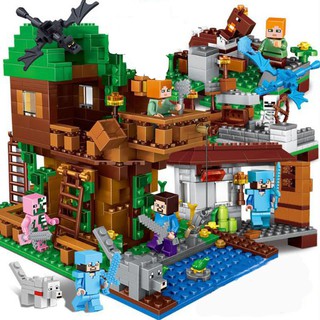 Minecraft series bloques treehouse fortaleza lego juguetes para niños