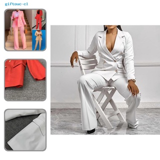 giftsuc ligero blazer pantalones conjunto de cintura alta ancho pierna de negocios traje casual outwear
