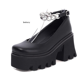 [bettery] womens mary jane lolita zapatos gruesos talón plataforma moda metal cadena tobillo str
