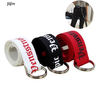[Jijin] Fashion Neutral Nylon Canvas Belt Women Men D Ring Buckle Belt 130cm .