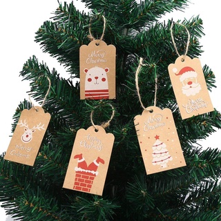 TEAKK 100PCS Party Cards Hang Tags Elk Gift Wrapping Christmas Tag DIY Santa Claus Christmas Tree Kraft Paper Xmas Decoration Wrapping Supplies Christmas Labels (7)