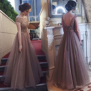 ❤Listo STOCK mujeres vestidos formales de encaje de boda fiesta cena noche banquete niña largo elegante vestido Maxi XCs5 (1)