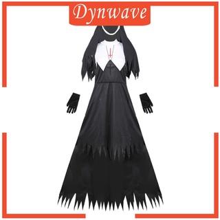 [DYNWAVE] Conjunto de Cosplay de fiesta de Halloween para mujer, Medieval, monja, disfraz de fiesta (8)