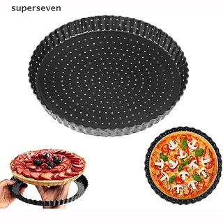 【ven】 Non-Stick Round Pizza Pan Carbon Steel Pizza Plate Perforated Pizza Crisper Pan .