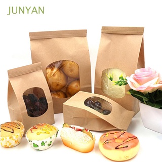 Junyan tester pan accesorios De cocina contenedor con ventana Clara ahorrador comida bolsa De Papel Kraft