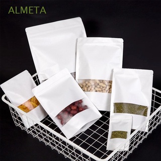 ALMETA 10Pcs Storage Bags Pouches Kraft Paper Zipper Bags Dried Food Self Sealing Stand up Fruit Tea Packaging Gift Bags Frosted