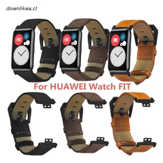 dow Durable Retro PU Leather Wristband Watch Band Wrist Strap For-Huawei Watch Fit Smart Wristband Accessories