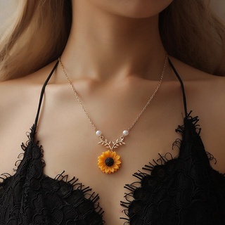 perla sol flor mujeres fino collares moda girasol collar (1)