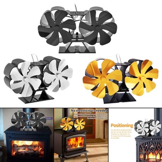 [HOMYL1] Ventilador de estufa de 6 cuchillas doble alimentado por calor para madera, quemador de registro, chimenea de leña, ventilador eficiente de distribución de calor para estufas de leña de Gas
