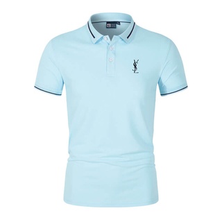 8 Color YSL Business Men's Polo Shirts Short Sleeve Man Tops Fashion M-4Xl In Stock 0153