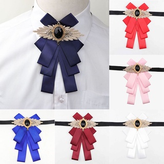 KERAES broche de poliéster moda Rhinestone arco lazos mujeres accesorios corbata cinta Bowknot Boutonniere Collar Pin/Multicolor (2)