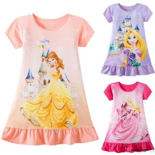 Hgl vestido de fiesta de algodón Rapunzel Belle Aurora con estampado de princesa