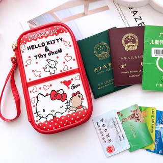 hello kitty titular de pasaporte bolsa de tarjeta multifuncional colección bolsa impermeable cero cartera