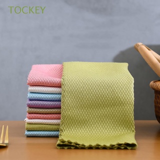 TOCKEY Efficient Cleaning Cloth Anti-Grease Wiping Rag Dish Towel Fish Scale Microfiber Super Absorbent Household 5 Pcs Wash Cloth